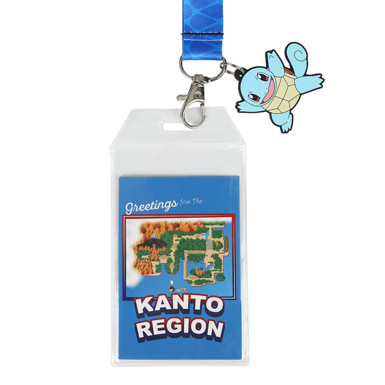 Pokemon Squirtle Blue Kanto Region Lanyard With Rubber Charm And ID Sleeve